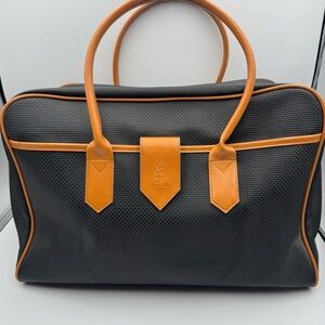 Authentic Yves Saint Laurent YSL Boston Bag Overnight Bag Unisex Black and Tan